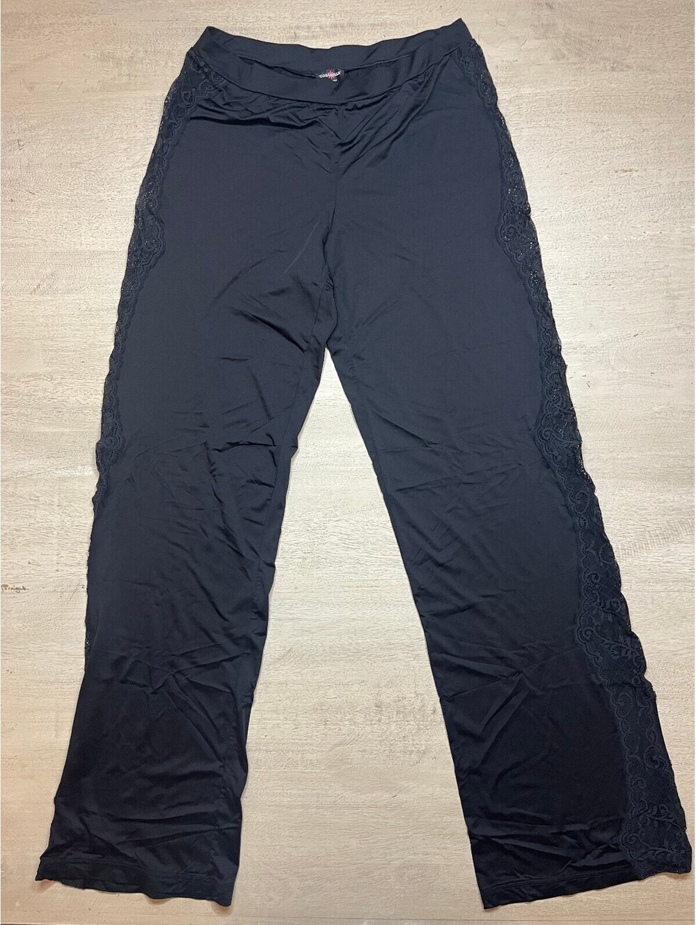 Cosabella Black Lounge Pants with Lace Side Detail, Size S
